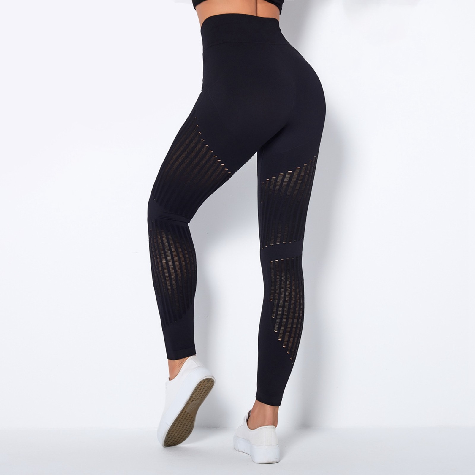 thumbnail image 4 of Pantalones de yoga de cintura alta con aberturas para mujer: leggings sin costuras que realzan las caderas, ropa deportiva elástica, tallas XS-L, 4 of 6